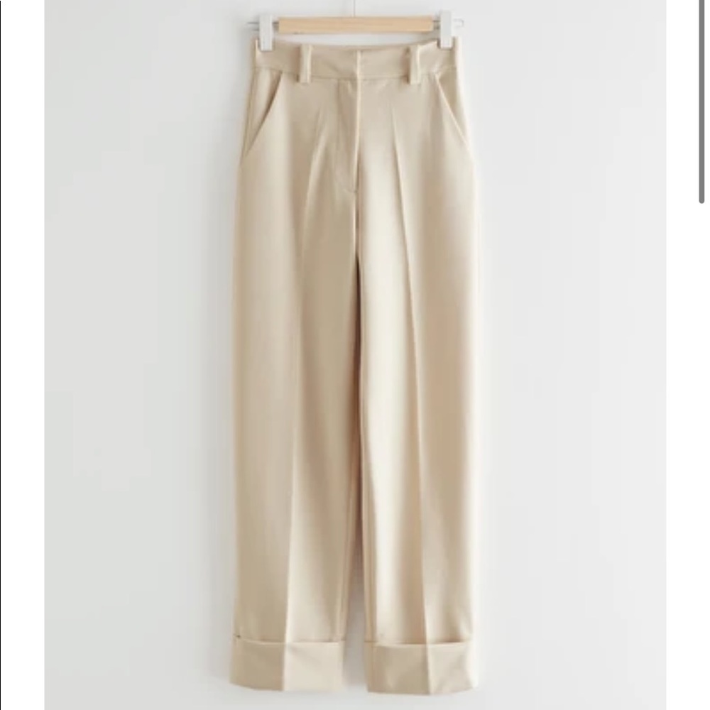 & Other Stories Relaxed Press Crease Trousers (Stockholm Atelier), Beige, Size 2
